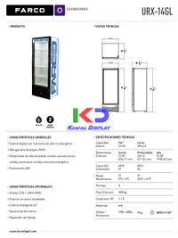 Exhibidor de una puerta Farco URX-14GL de 14 Pies Cubicos