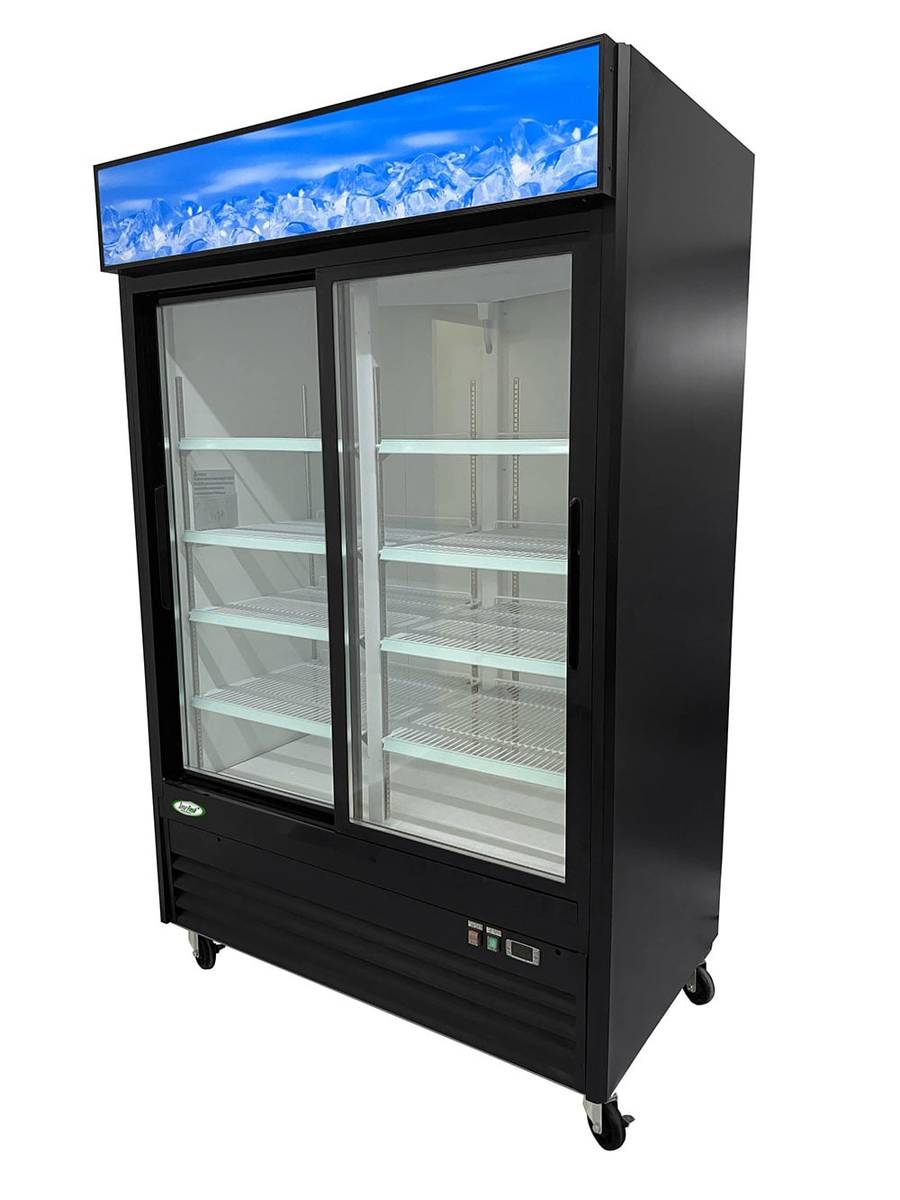 Exhibidor Vertical de Puertas Deslizables 45.50Modelo VR-PD-54-32-80-N Marca Inverfresh