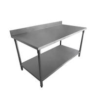 Mesa de acero Inoxidable con respaldo 152.40cm de Largo*76.20Ancho*88.90Altura