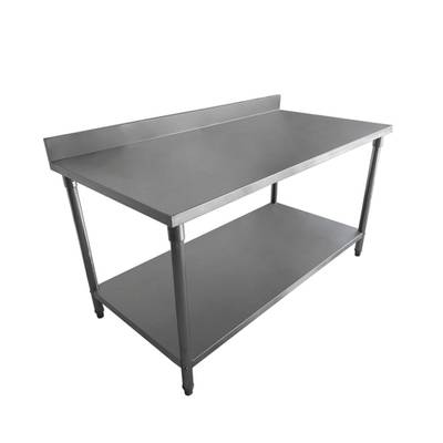 Mesa de acero Inoxidable con respaldo 152.40cm de Largo*76.20Ancho*88.90Altura