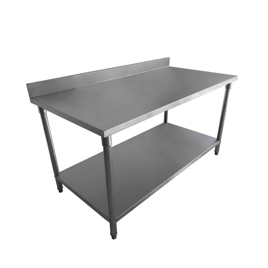 Mesa de acero Inoxidable con respaldo 152.40cm de Largo*76.20Ancho*88.90Altura