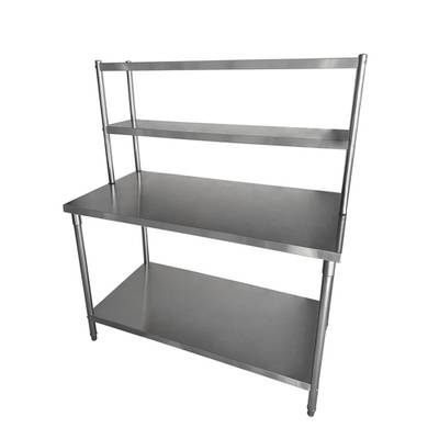 Mesa en Acero Inoxidable con Repisa Doble 152.40Cm largo x 76.20Cm Profundidad x 88.90Cm altura