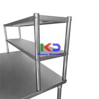 Mesa en Acero Inoxidable con Repisa Doble 152.40Cm largo x 76.20Cm Profundidad x 88.90Cm altura