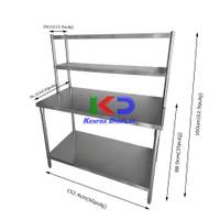 Mesa en Acero Inoxidable con Repisa Doble 152.40Cm largo x 76.20Cm Profundidad x 88.90Cm altura