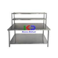 Mesa en Acero Inoxidable con Repisa Doble 152.40Cm largo x 76.20Cm Profundidad x 88.90Cm altura