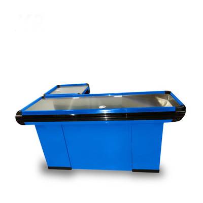 Mueble De Caja (Check Out) Tipo L 170cm de largo Azul