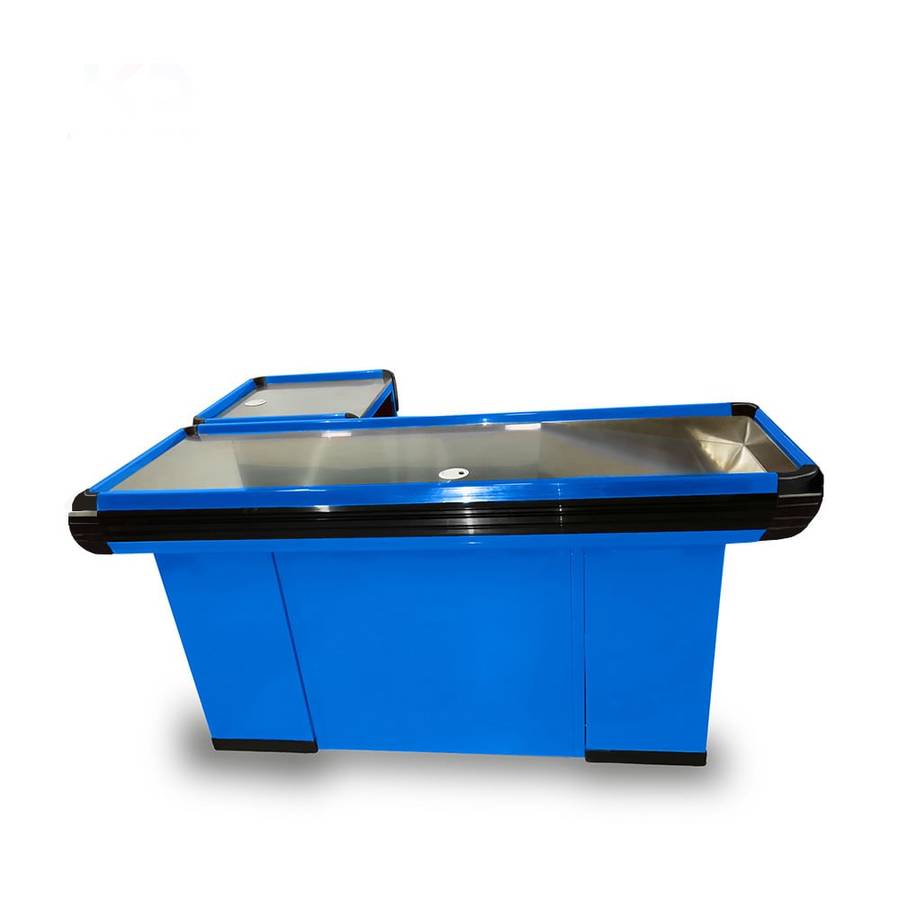 Mueble De Caja (Check Out) Tipo L 170cm de largo Azul