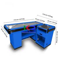 Mueble De Caja (Check Out) Tipo L 170cm de largo Azul