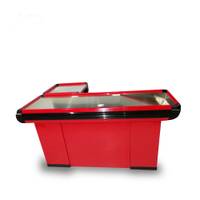 Mueble de Caja Checkout (1.70m x 0.50m) con Mesa para Computadora Rojo