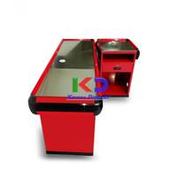 Mueble de Caja Checkout (1.70m x 0.50m) con Mesa para Computadora Rojo