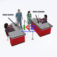 Mueble de caja Estilo C con borde de aluminio-Rojo