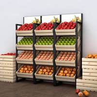 Mueble de Frutas y Vegeta 4 Niv. Canastos Madera 600*400*1600