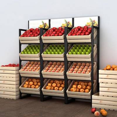 Mueble de Frutas y Vegeta 4 Niv. Canastos Madera 600*400*1600