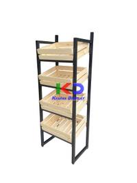 Mueble de Frutas y Vegeta 4 Niv. Canastos Madera 600*400*1600