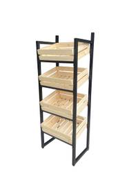Mueble de frutas y vegetales con 4 niveles, canastos madera 60*40*160cm