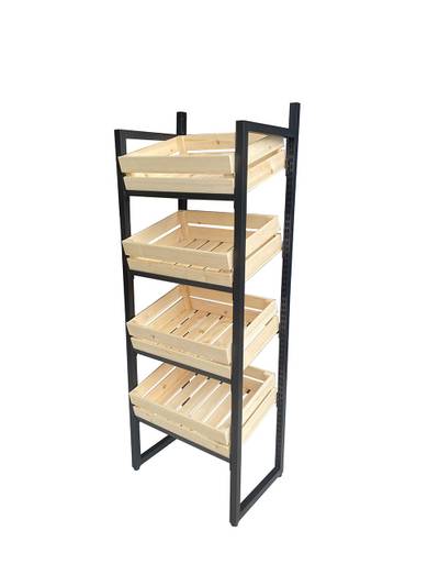 Mueble de frutas y vegetales con 4 niveles, canastos madera 60*40*160cm