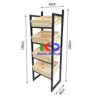 Mueble de frutas y vegetales con 4 niveles, canastos madera 60*40*160cm