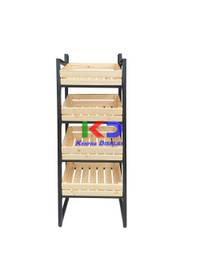 Mueble de frutas y vegetales con 4 niveles, canastos madera 60*40*160cm