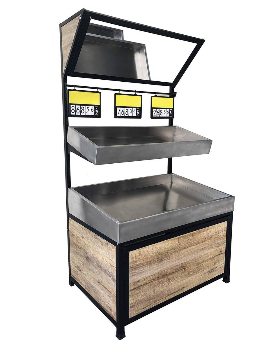 Mueble Vegetales en Acero Inoxidable de Pared con Espejo 2 Niveles 120L*80P1*50P2*220A