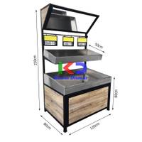 Mueble Vegetales en Acero Inoxidable de Pared con Espejo 2 Niveles 120L*80P1*50P2*220A