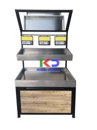 Mueble Vegetales en Acero Inoxidable de Pared con Espejo 2 Niveles 120L*80P1*50P2*220A