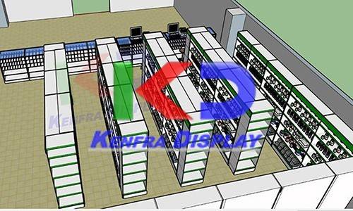Farmacia con góndolas centrales: proyecto de farmacias equipado e instalado por Kenfra Display